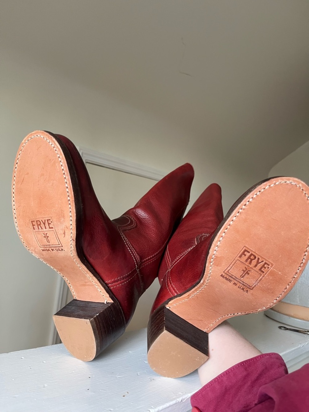 Frye Burgundy 14L Campus Leather Boots - Picture 11 of 12